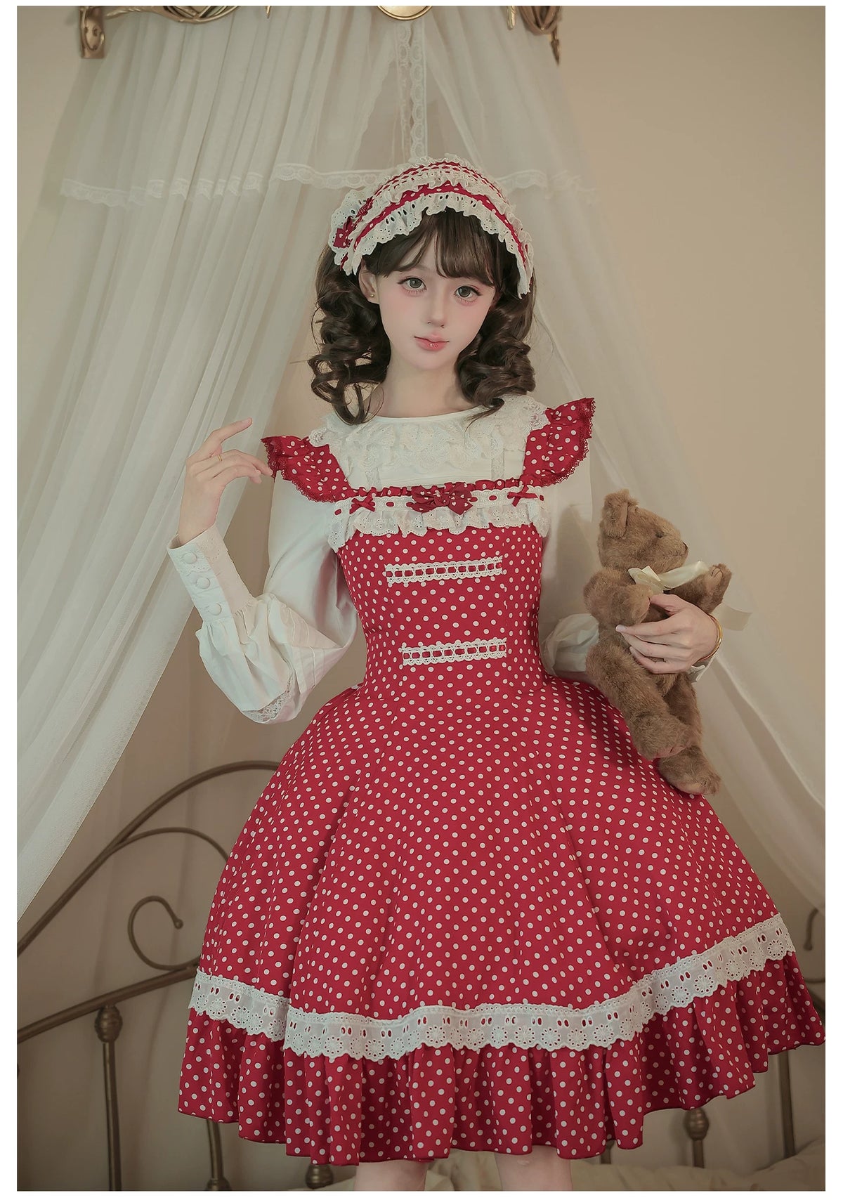 Showa Chronicle Old‑School Sweet Polka‑Dot Lolita OP / JSK Dress
