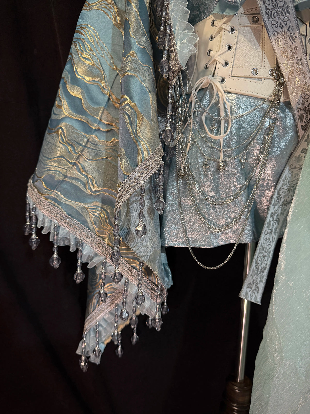 Frosted Aquamarine Dark Gothic Prince Lolita Shawl and Shirt Set