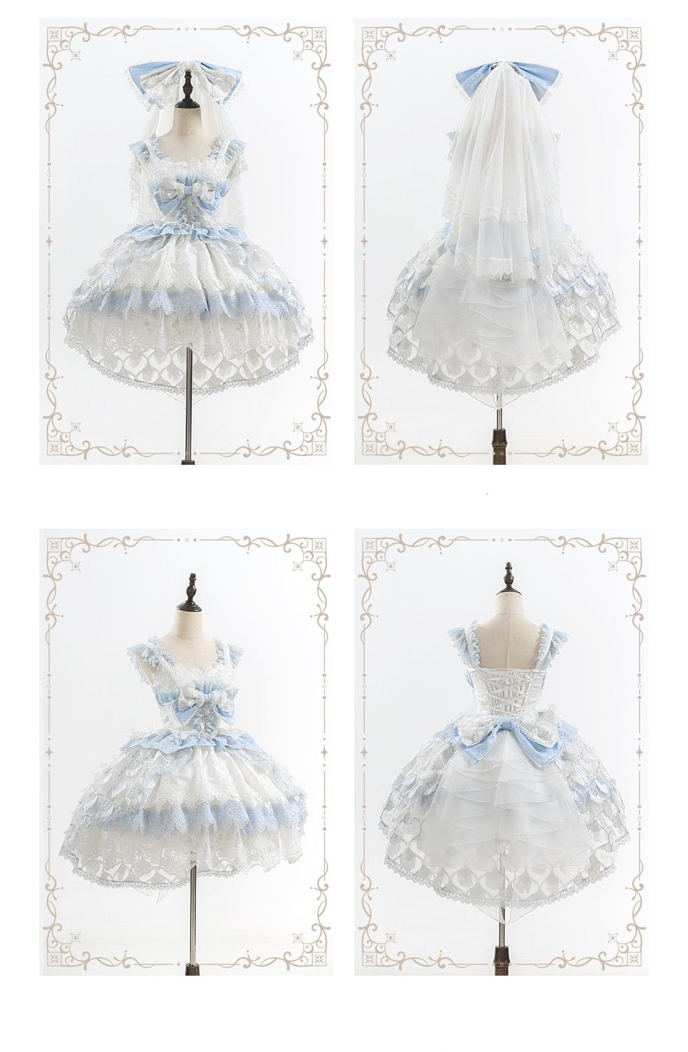 Peacock Feather SP Bridal Lolita Blue & White JSK Dress
