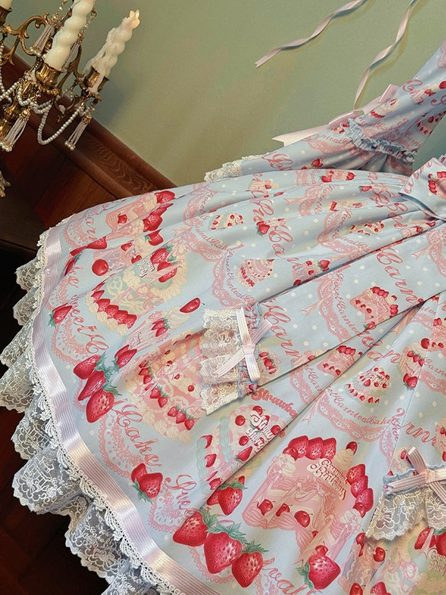Strawberry Patissier Vintage‑Doll Aesthetic Lolita OP Dress