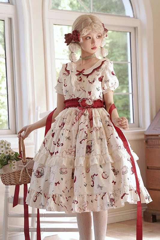 Apple Tea Country Style Lolita Red JSK/OP Dress