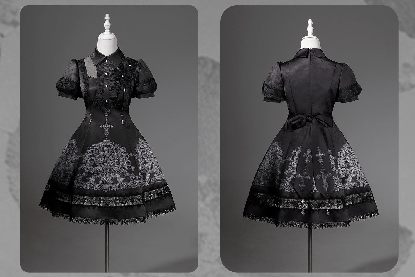 Black Lace Lily Gothic Classic Lolita OP Dress