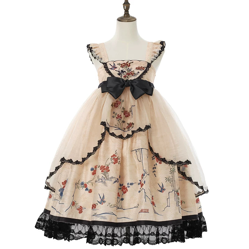 Floral & Bird Amber Japanese Style Dress Set
