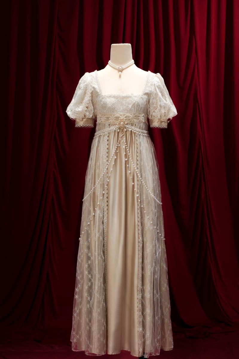Crown Radiance Champagne Imperial Court Empire Waist Lolita OP Dress