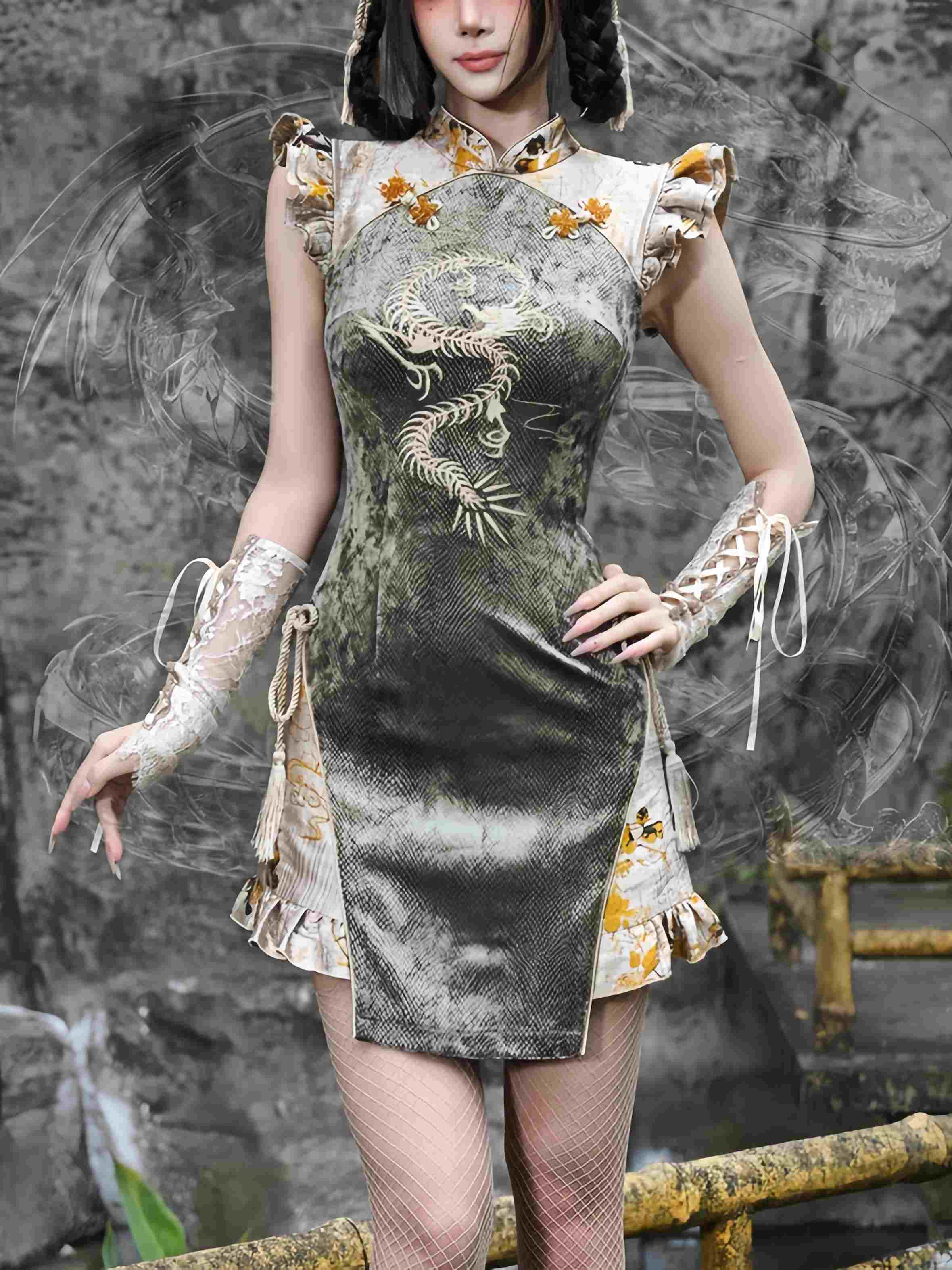 Lolita Modern Snake Pattern Dress LG1029