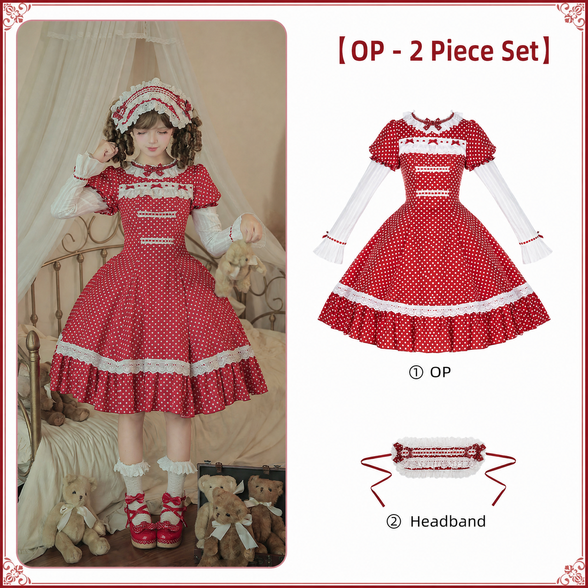 Showa Chronicle Old‑School Sweet Polka‑Dot Lolita OP / JSK Dress