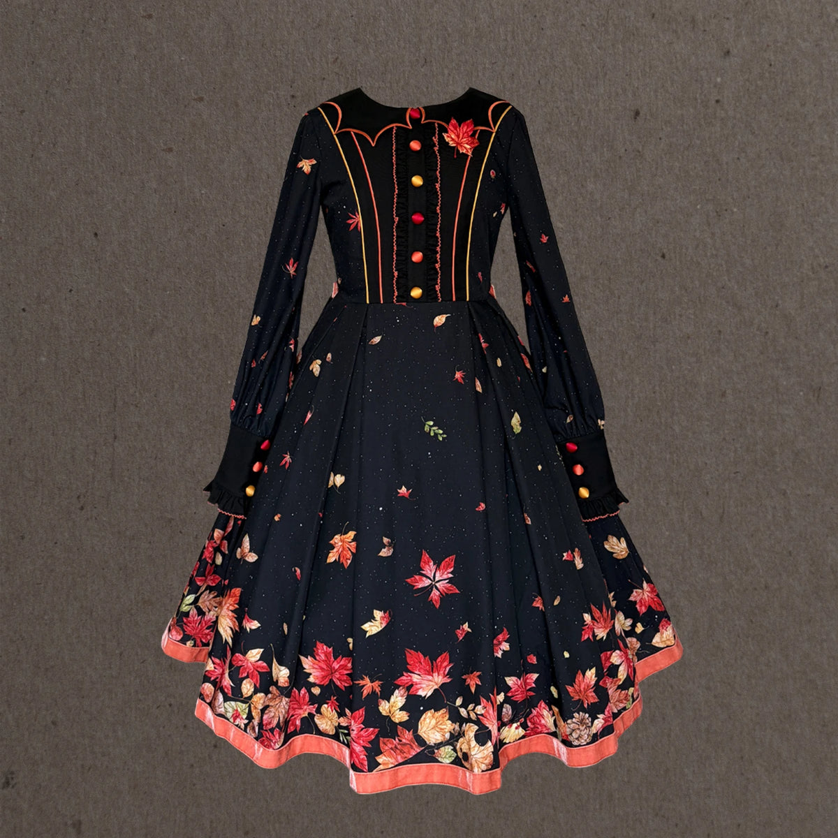 Fallen Leaves on Asphalt Lolita Classic Style Print OP Dress