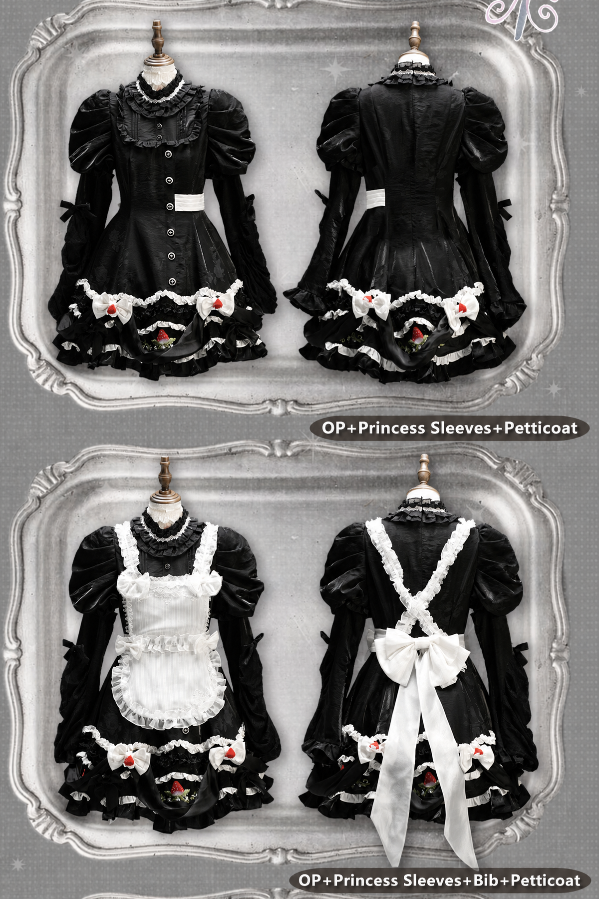 Twilight Berry Princess Gothic Maid Lolita Tiered Embroidered OP Dress