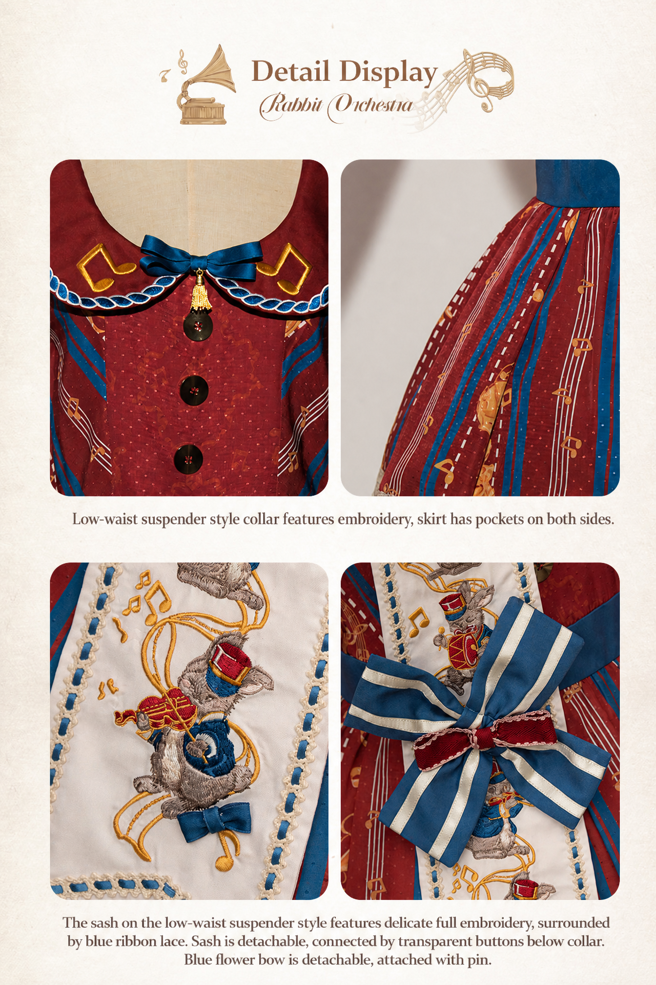 Rabbit Orchestra Lolita Embroidered Cute OP / JSK Dress