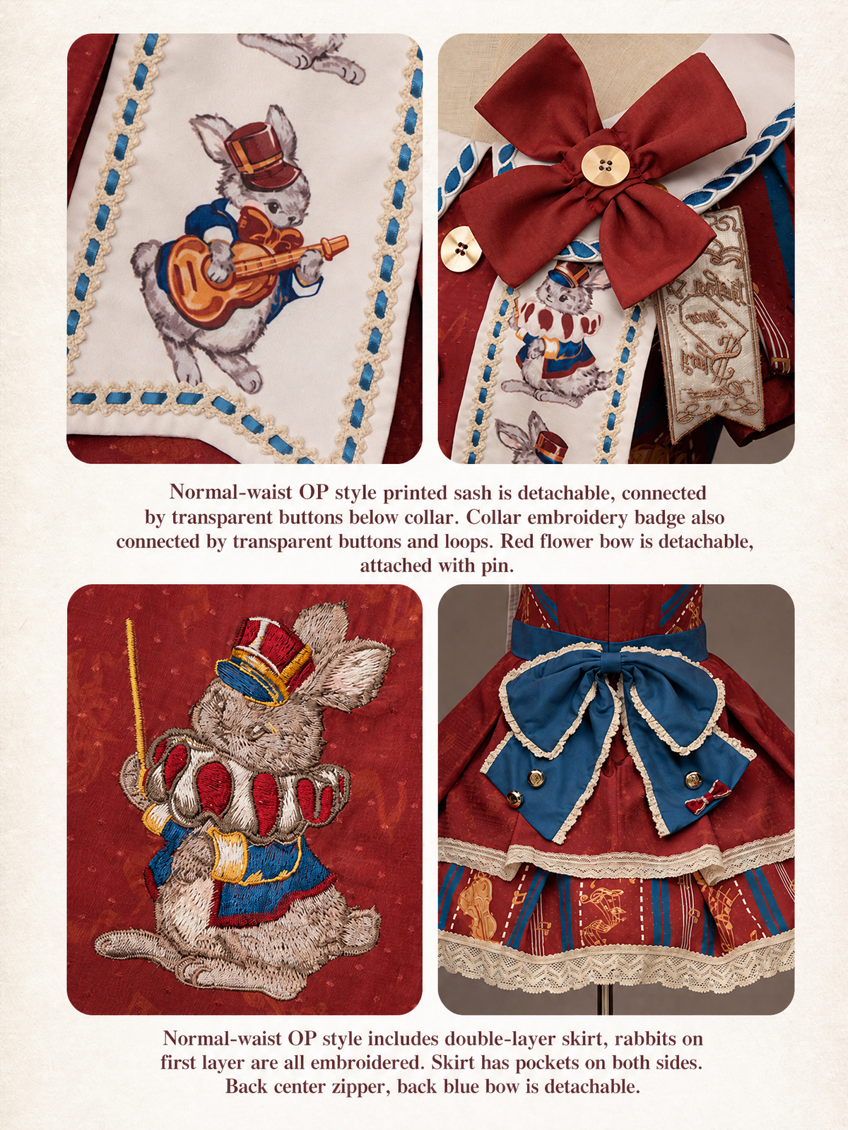 Rabbit Orchestra Lolita Embroidered Cute OP / JSK Dress