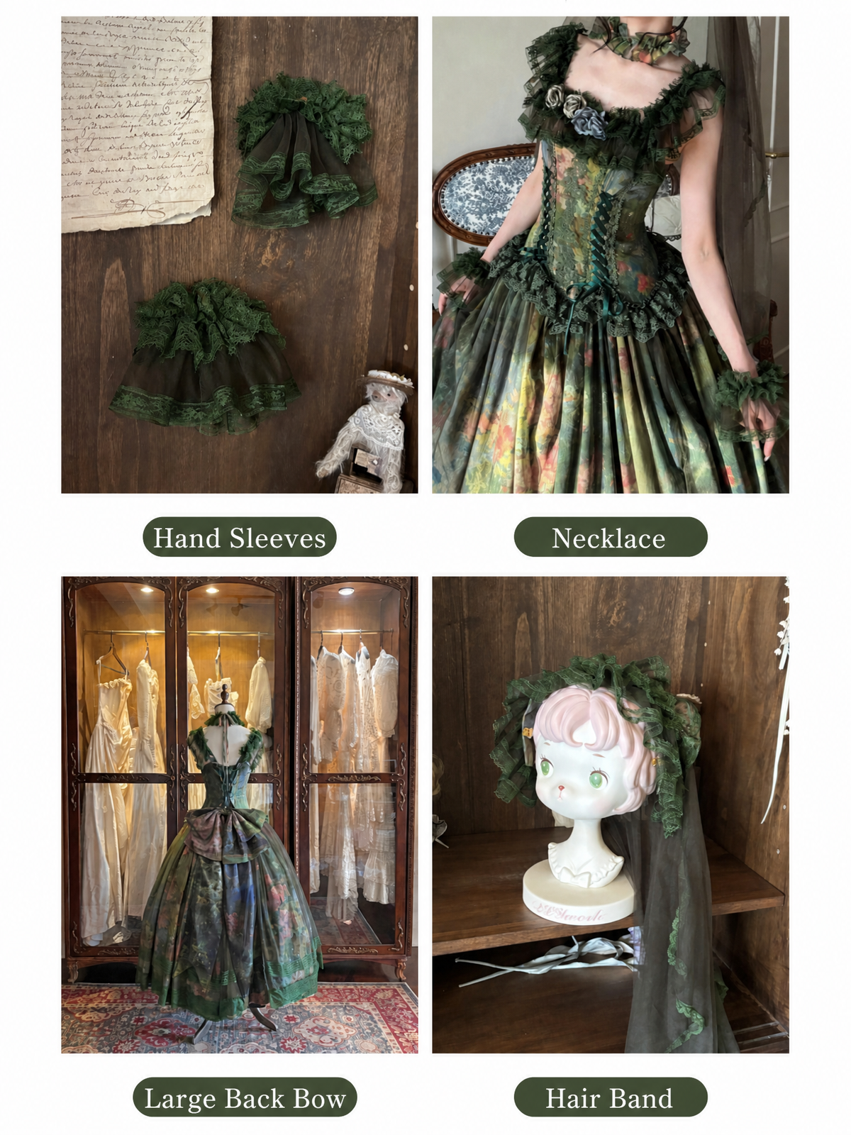 Misty Forest Oil Painting Classic Lolita Low Waist JSK Dress