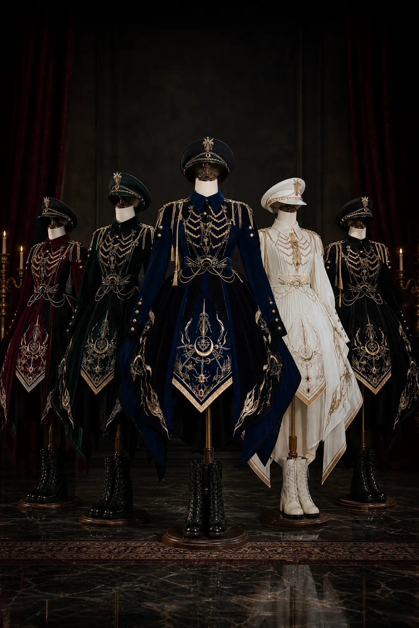 Final Relic Military Gothic Lolita OP Dress Full Set