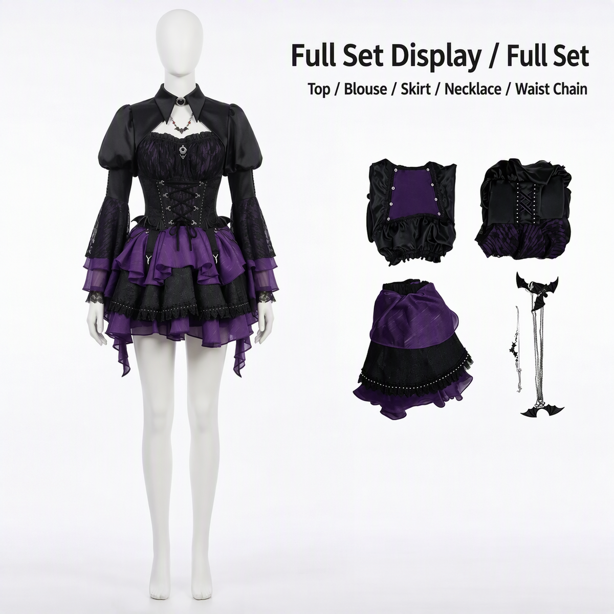 Monster High Elizabeth Vampire Punk Gothic Mini Skirt Halloween Cosplay Costume