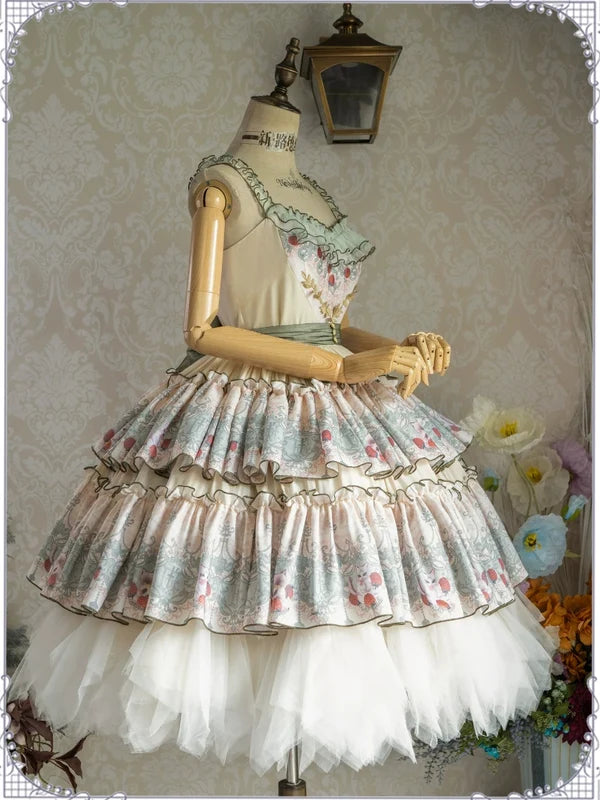 Berry Pie Gradient Feather Yarn Petticoat Lolita Underskirt
