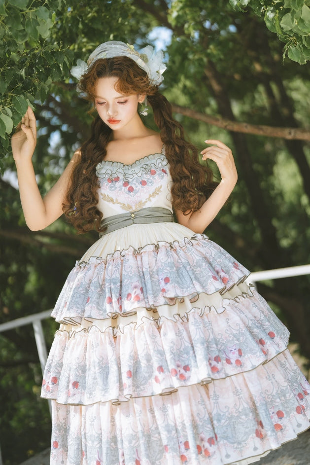 Berry Pie Lolita Print Long / Short JSK Dress