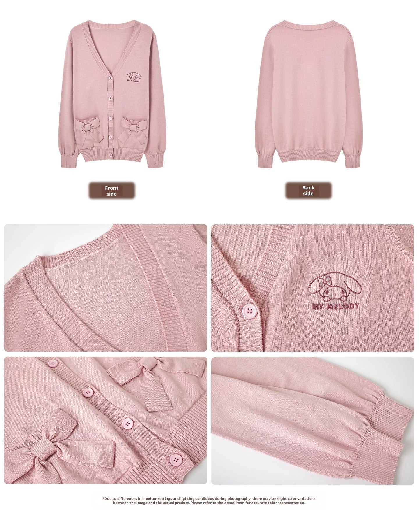 My Melody Pink JK Uniform Knit Cardigan Sailor Top Pleated Skirt Bow Tie Set