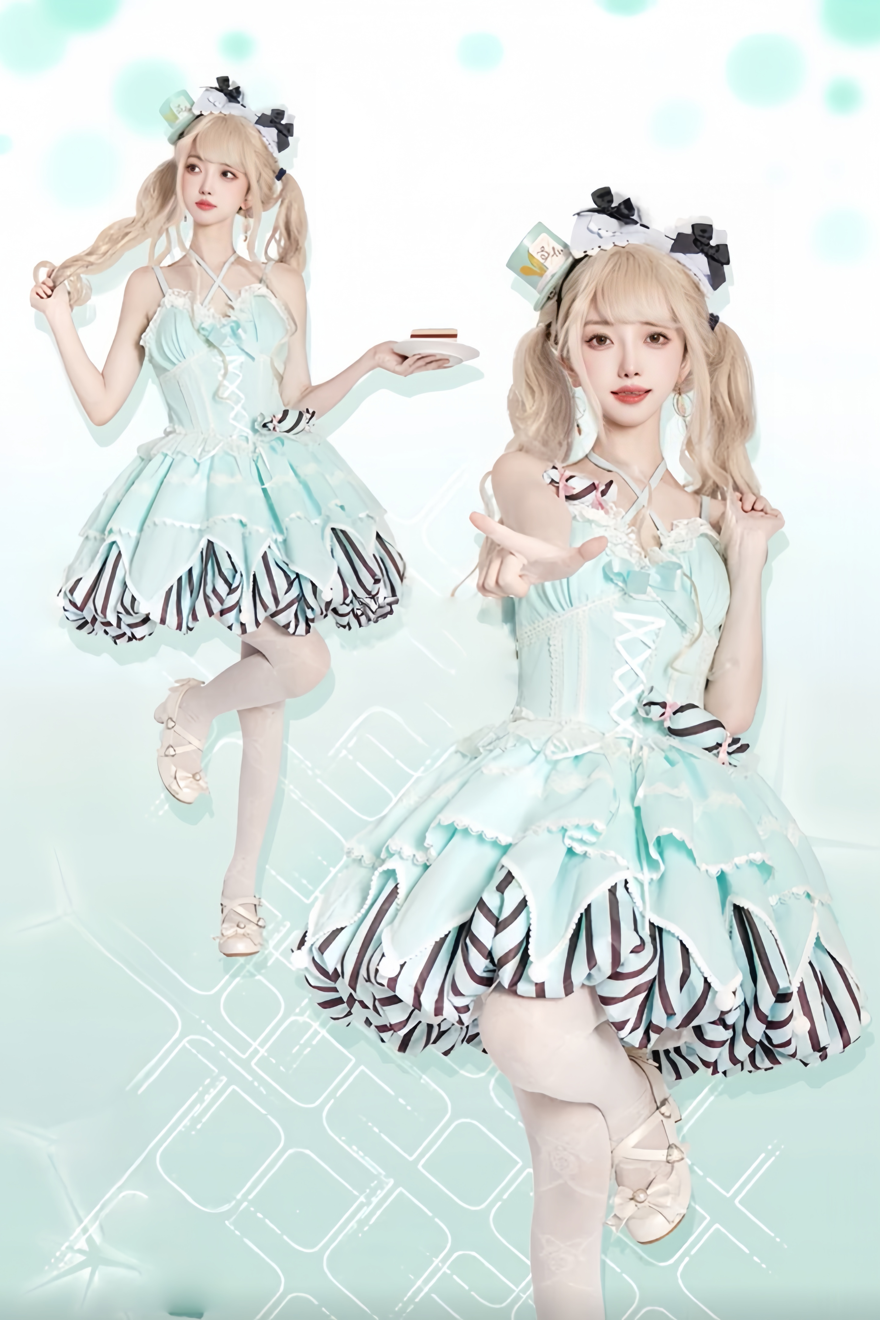 Sweet Pop Star Candy Mint Green Jumper Dress