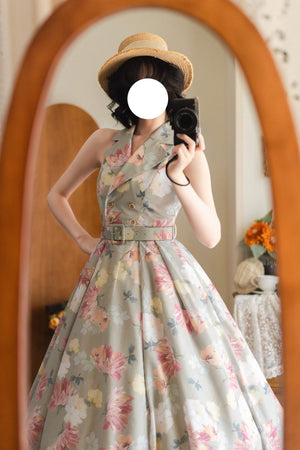 Afternoon Forest French Hepburn - Style Dress 1255 - LolitaEraGreen flower stemSAfternoon Forest French Hepburn - Style Dress 1255