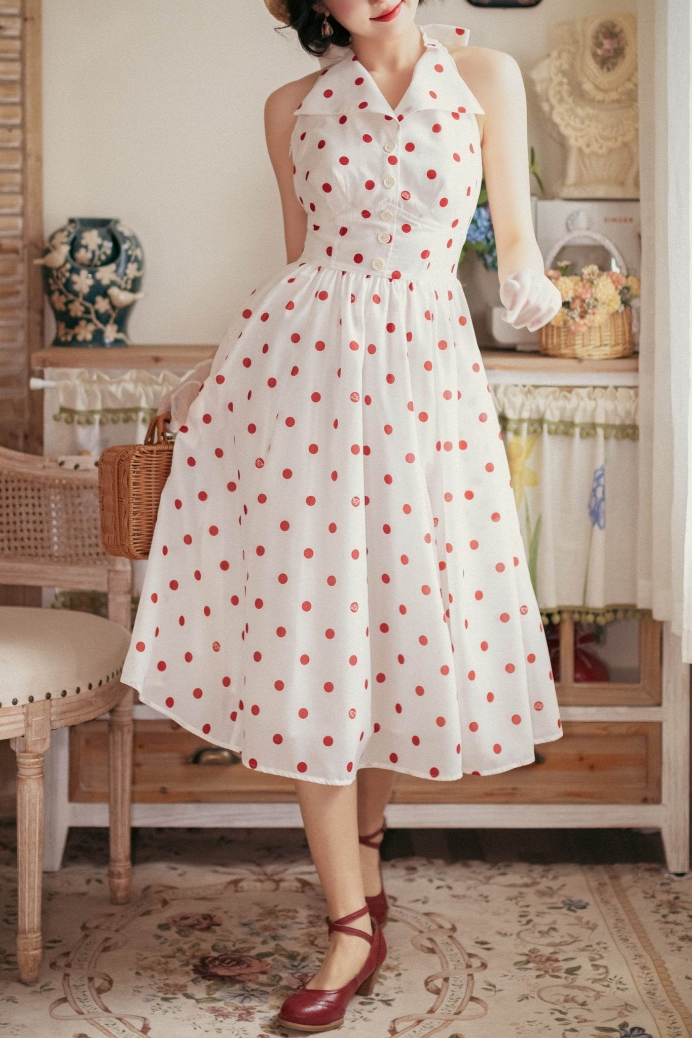 Afternoon Forest French Vintage White Dress 1290 - LolitaEraWhiteSAfternoon Forest French Vintage White Dress 1290