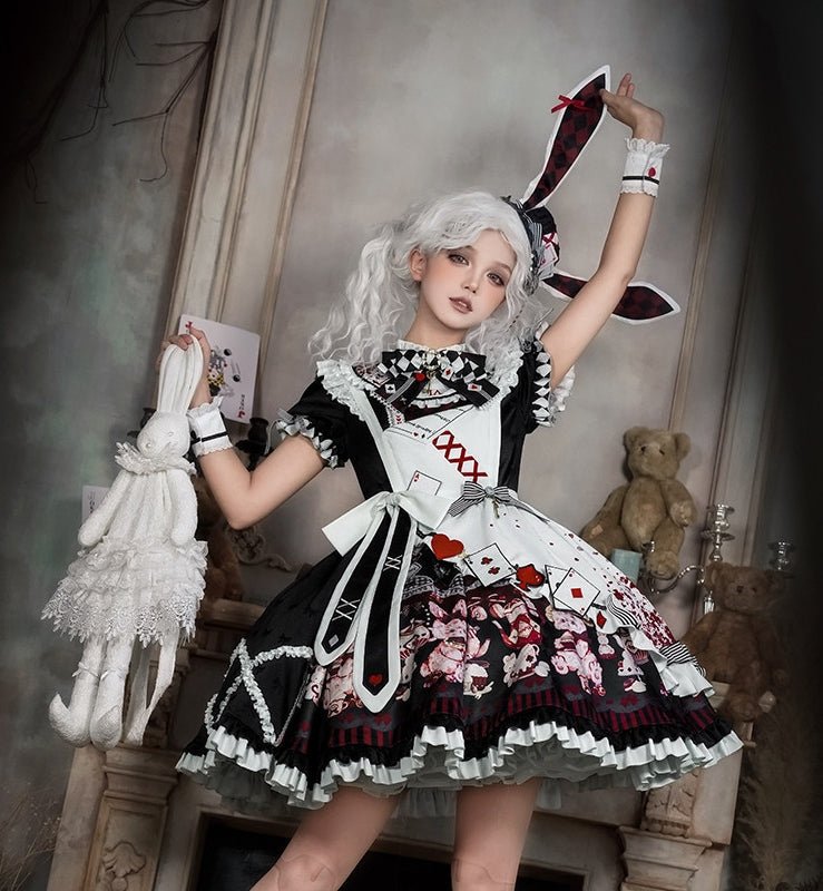 Alice Lolita Black & Red OP Dress 1299 - LolitaEraBlack & Red OPSAlice Lolita Black & Red OP Dress 1299