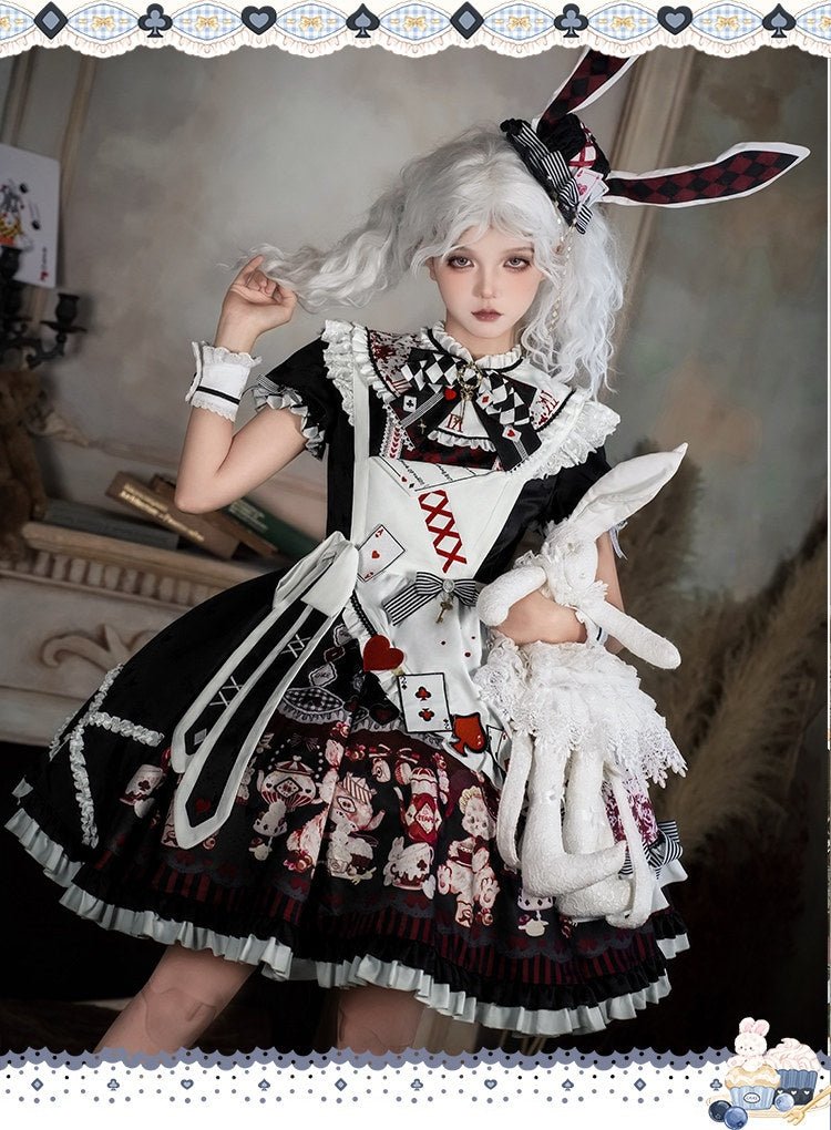 Alice Lolita Black & Red OP Dress 1299 - LolitaEraBlack & Red OPSAlice Lolita Black & Red OP Dress 1299