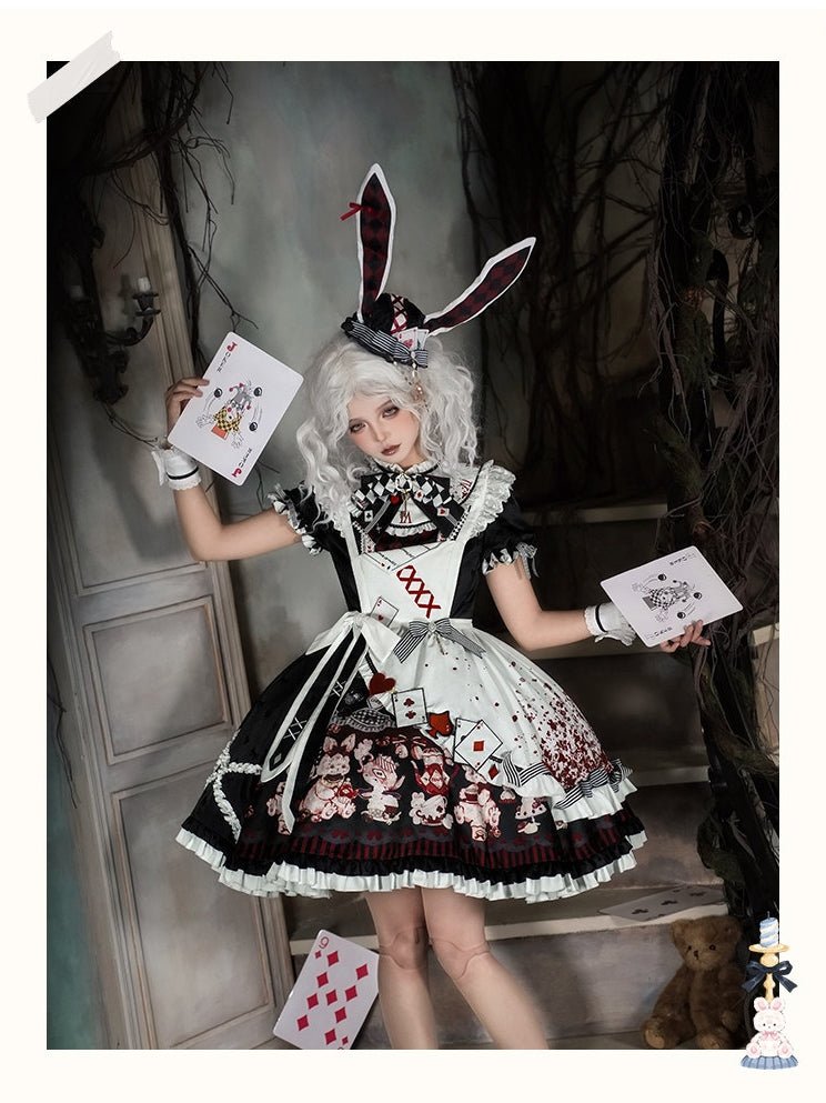 Alice Lolita Black & Red OP Dress 1299 - LolitaEraBlack & Red OPSAlice Lolita Black & Red OP Dress 1299