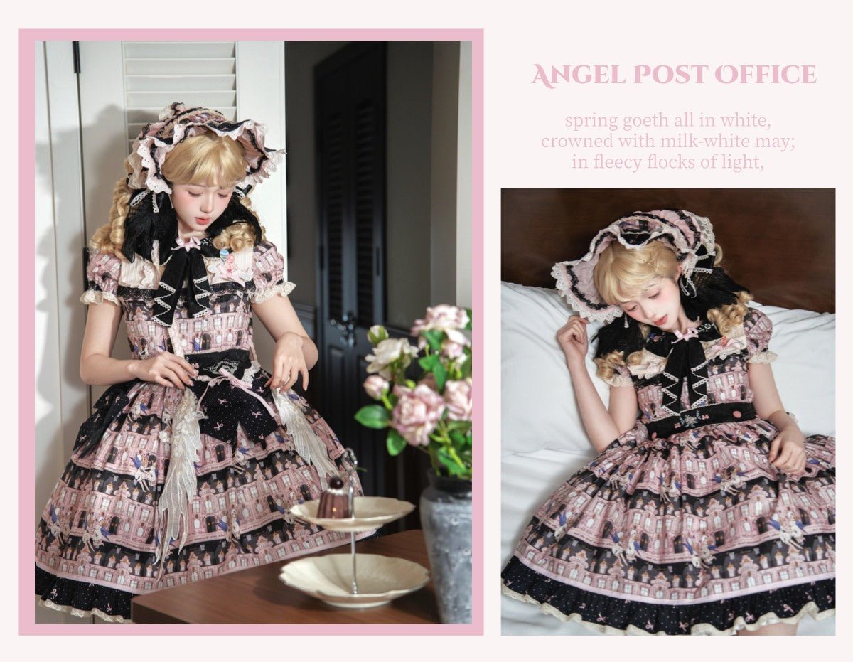 Angel Post Office Print Lolita OP Dress - LolitaEraAccessoriesSAngel Post Office Print Lolita OP Dress