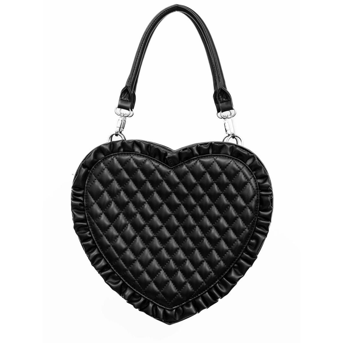 Angel's Heart Chamber Shaped Lolita Ruffle Bow Ita Shoulder Bag Pink Black - LolitaEra