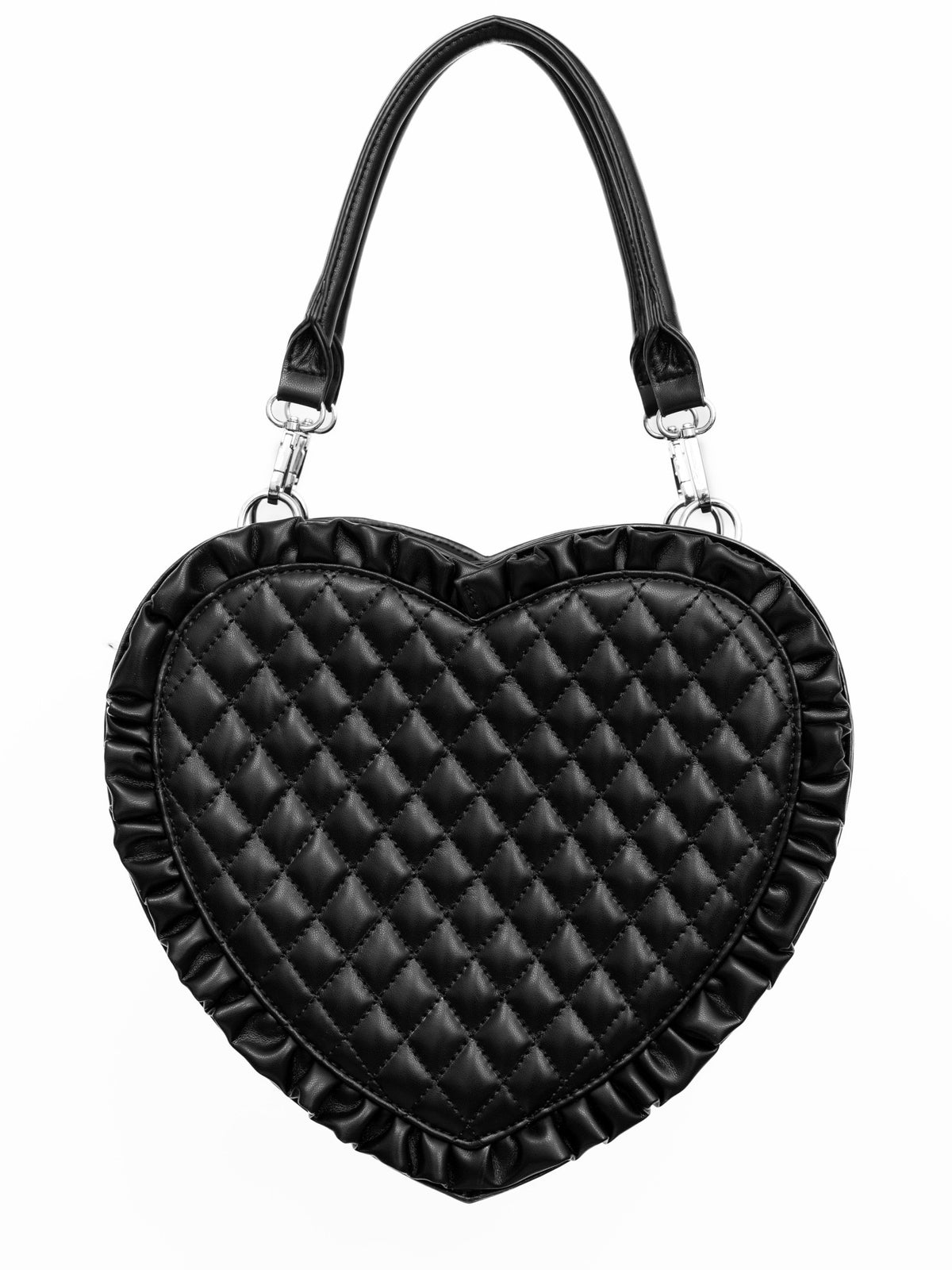 Angel's Heart Chamber Shaped Lolita Ruffle Bow Ita Shoulder Bag Pink Black - LolitaEra