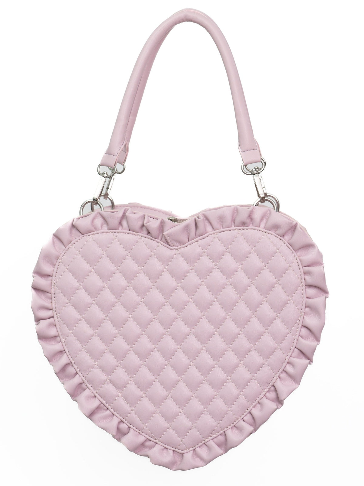 Angel's Heart Chamber Shaped Lolita Ruffle Bow Ita Shoulder Bag Pink Black - LolitaEra