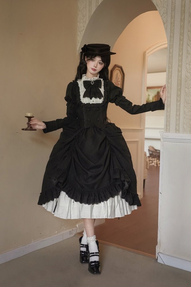 Apocalypse Square Neck Velvet Twin OP Lolita Dress - LolitaEraShort SK SetSApocalypse Square Neck Velvet Twin OP Lolita Dress