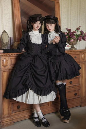 Apocalypse Square Neck Velvet Twin OP Lolita Dress - LolitaEraShort SK SetSApocalypse Square Neck Velvet Twin OP Lolita Dress