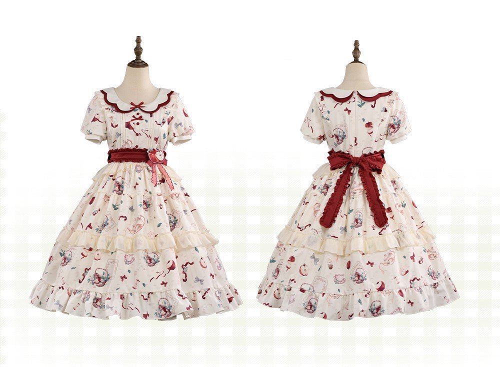 Apple Tea Country Style Lolita Red JSK/OP - LolitaEraApple Tea OPSApple Tea Country Style Lolita Red JSK/OP