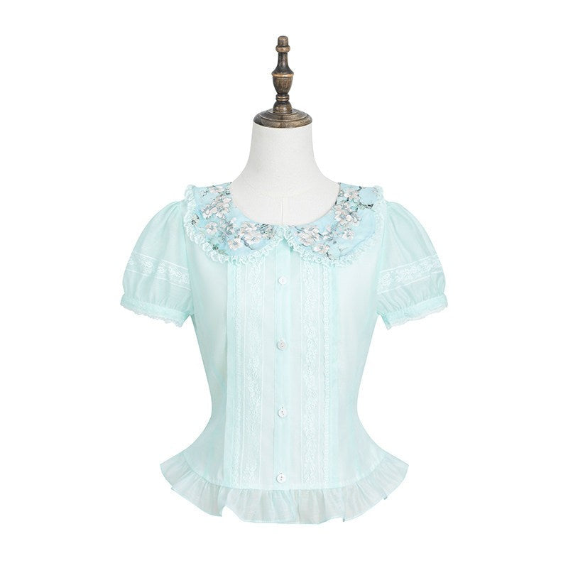 Apricot Blossom Shadow Pink & Blue Black Hanfu Lolita JSK Set - LolitaEra