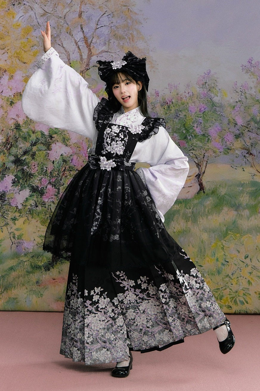 Apricot Blossom Shadow Purple & Black Hanfu Lolita JSK Set - LolitaEra