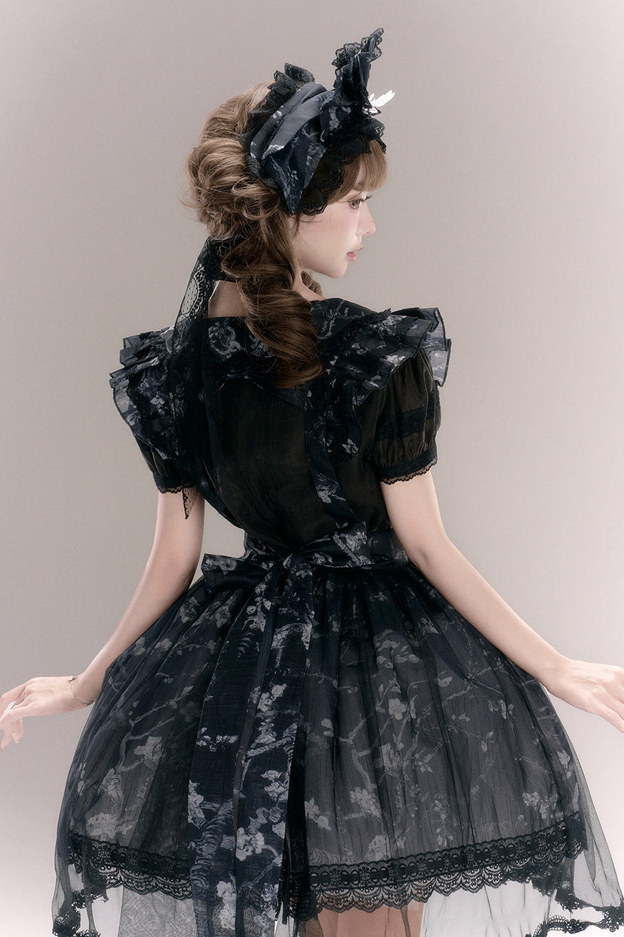 Apricot Blossom Shadow Purple & Black Hanfu Lolita JSK Set - LolitaEra