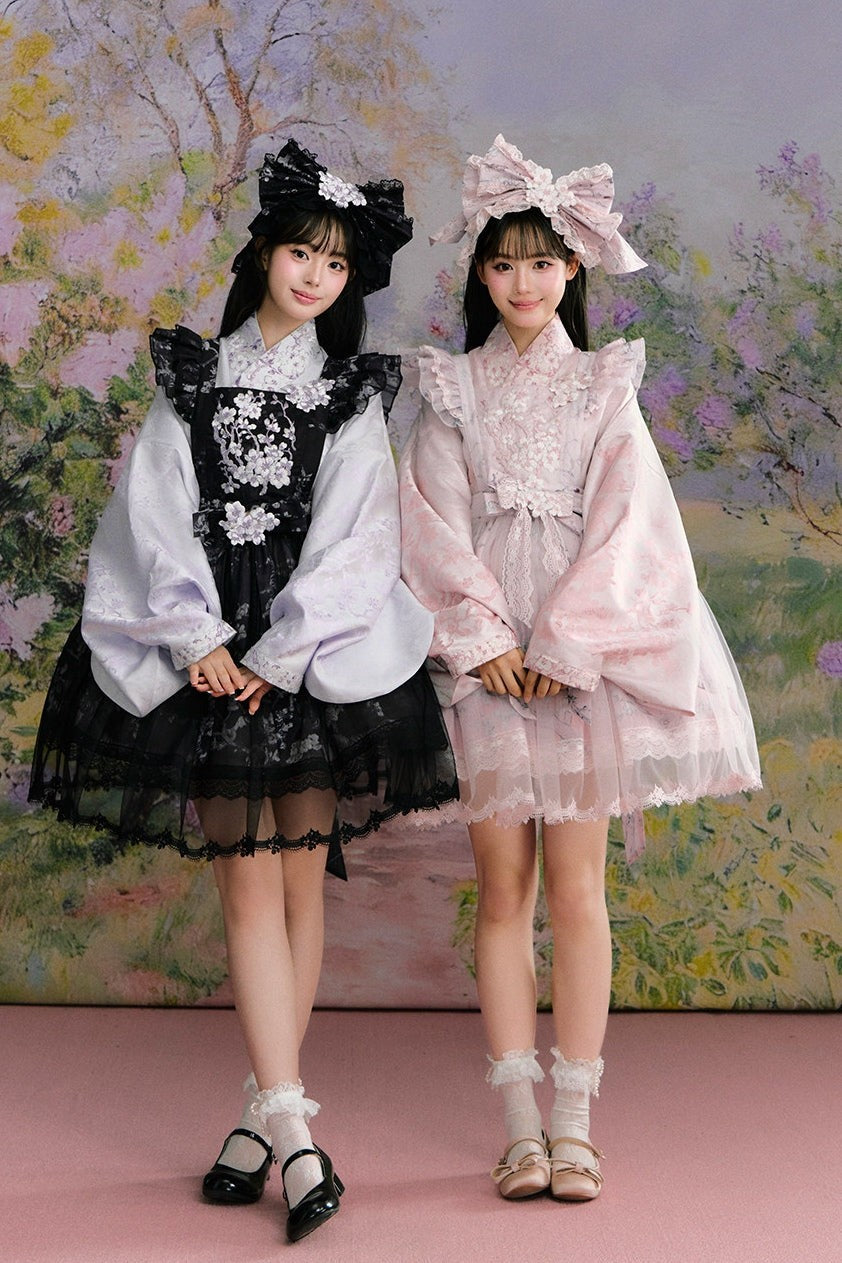 Apricot Blossom Shadow Purple & Black Hanfu Lolita JSK Set - LolitaEra