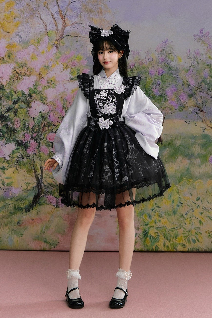 Apricot Blossom Shadow Purple & Black Hanfu Lolita JSK Set - LolitaEra