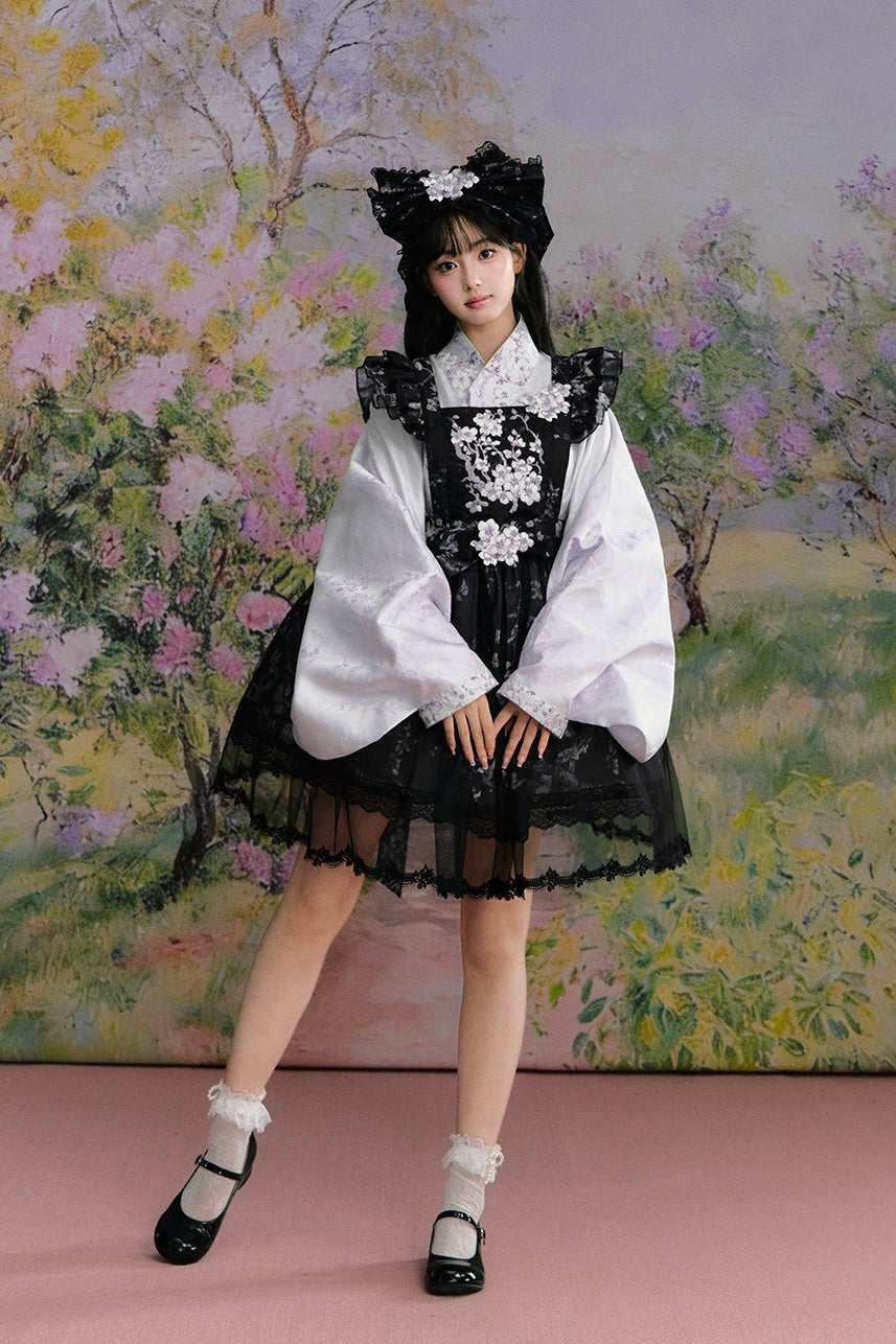 Apricot Blossom Shadow Purple & Black Hanfu Lolita JSK Set - LolitaEra