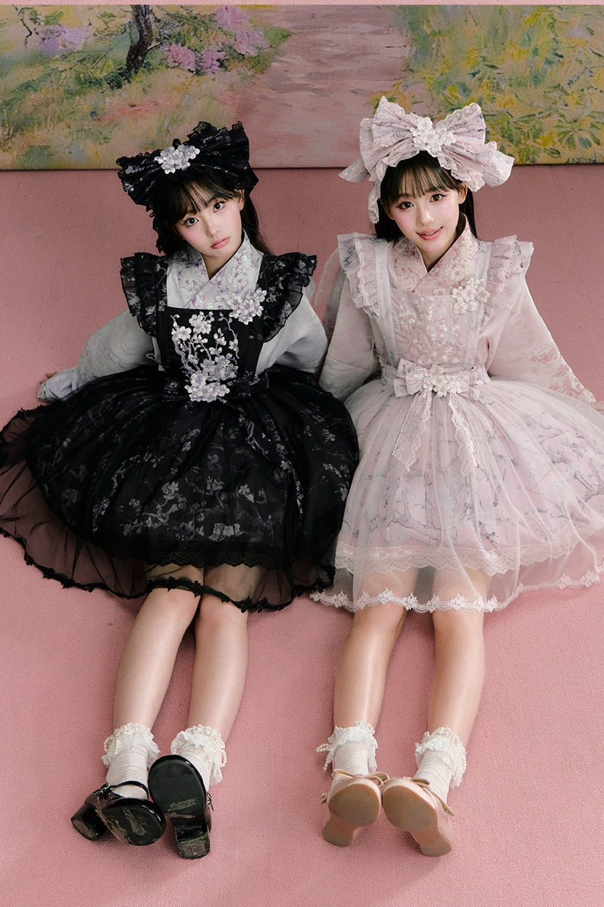 Apricot Blossom Shadow Purple & Black Hanfu Lolita JSK Set - LolitaEra