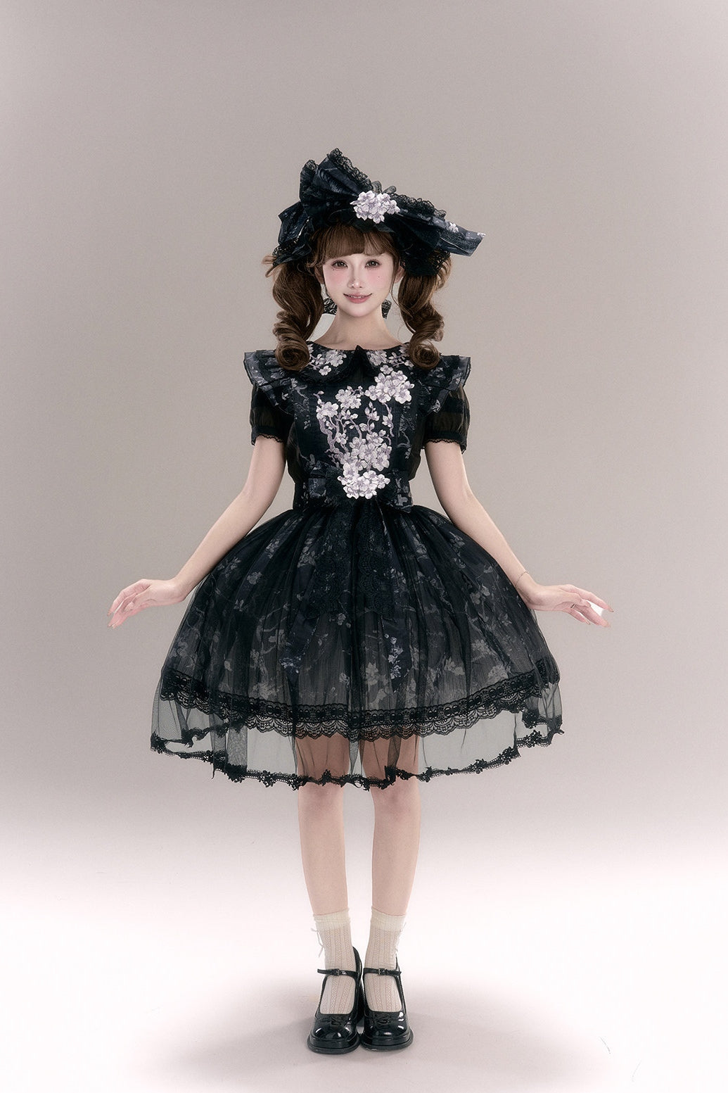 Apricot Blossom Shadow Purple & Black Hanfu Lolita JSK Set - LolitaEra