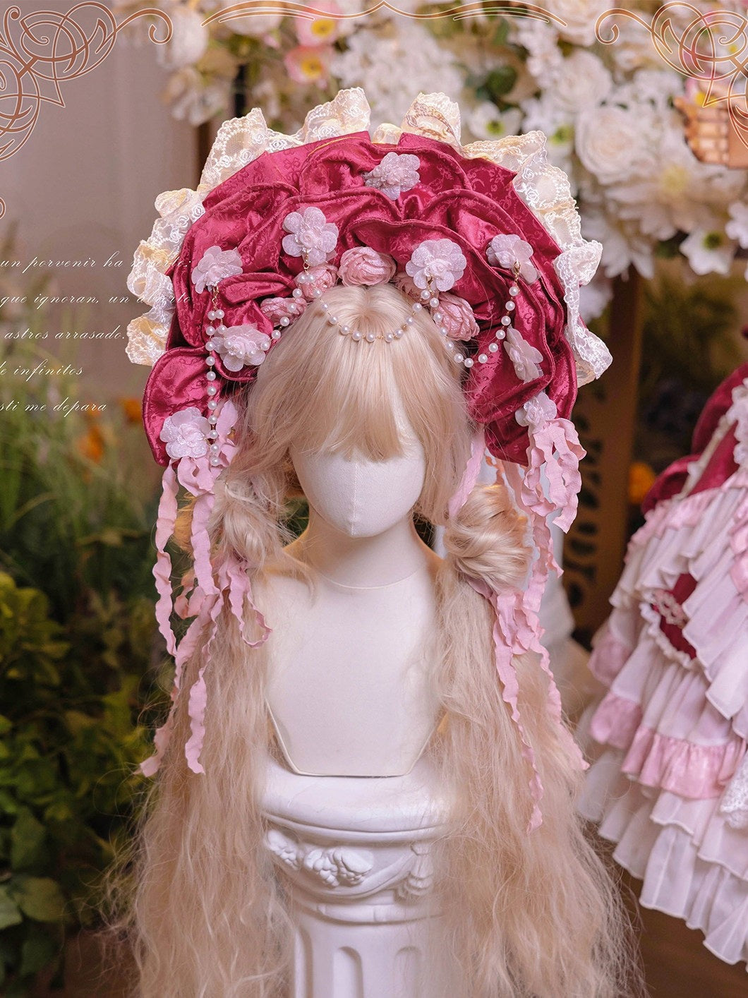 Apricot Tree Special Edition Pink Rose Pearl Bridal Classic Lolita OP Dress - LolitaEra