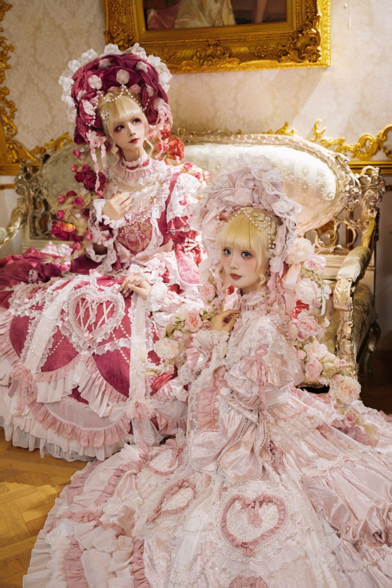 Apricot Tree Special Edition Pink Rose Pearl Bridal Classic Lolita OP Dress - LolitaEra