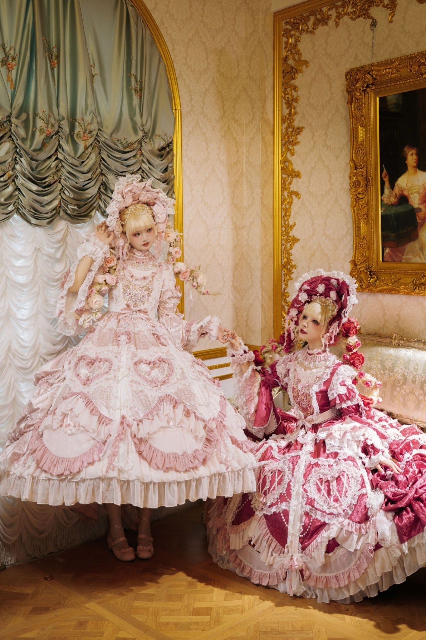 Apricot Tree Special Edition Pink Rose Pearl Bridal Classic Lolita OP Dress - LolitaEra