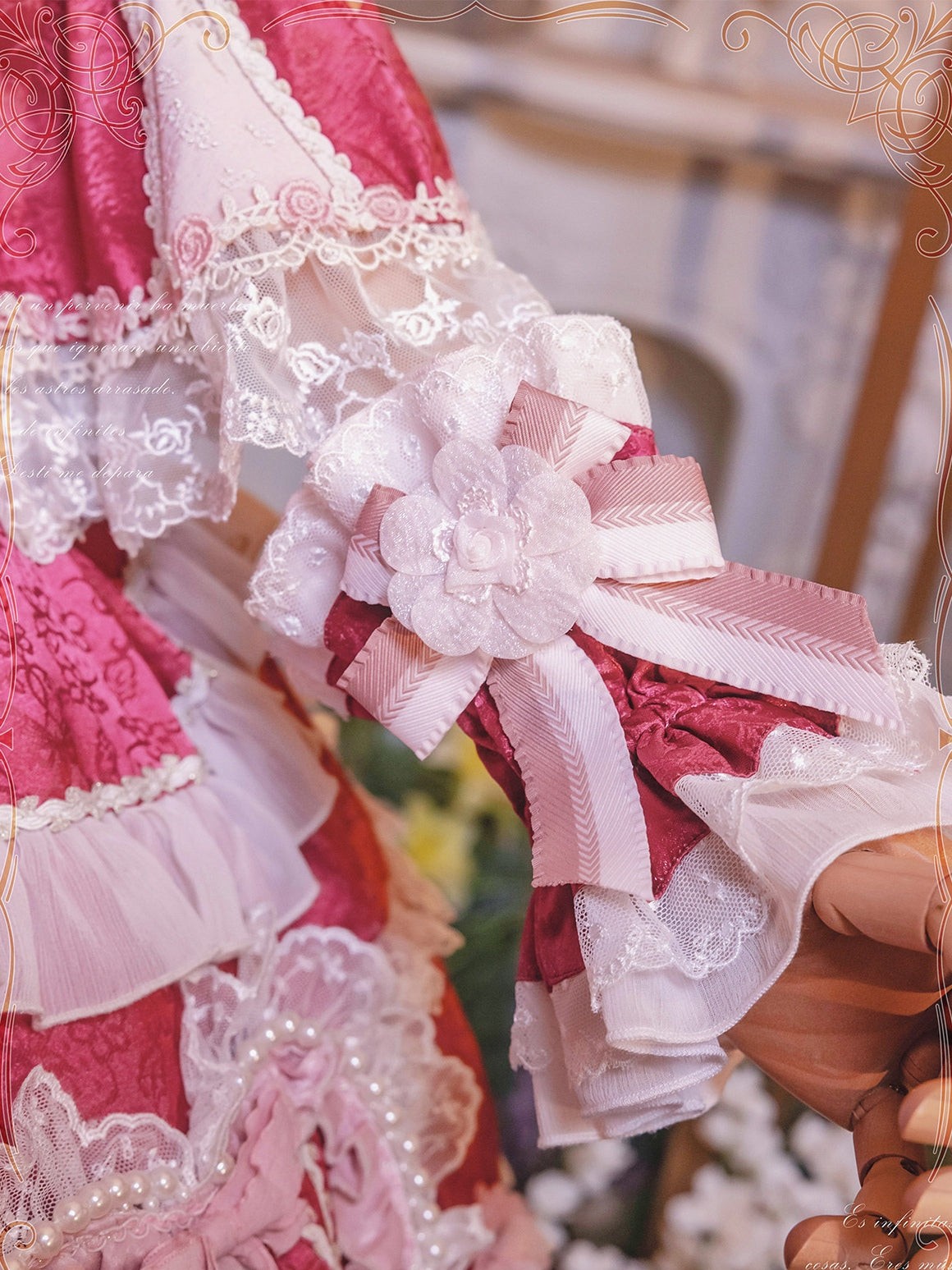 Apricot Tree Special Edition Pink Rose Pearl Bridal Classic Lolita OP Dress - LolitaEra