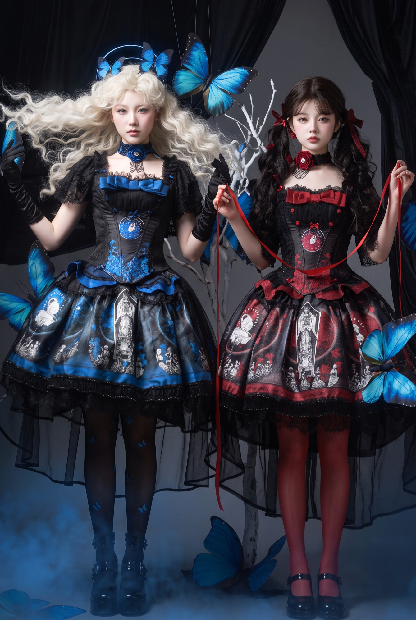 Dark Moon Corridor Black Gothic Lolita Corset SK Set