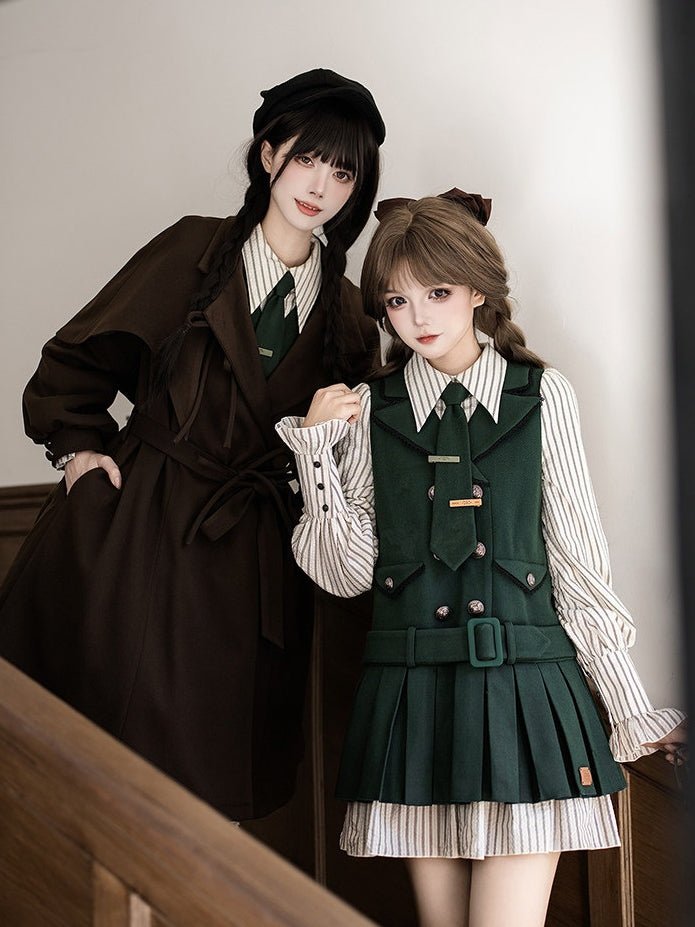 Baker Street Files Preppy Layered - Look Short OP - LolitaEraGreen OP SetSBaker Street Files Preppy Layered - Look Short OP