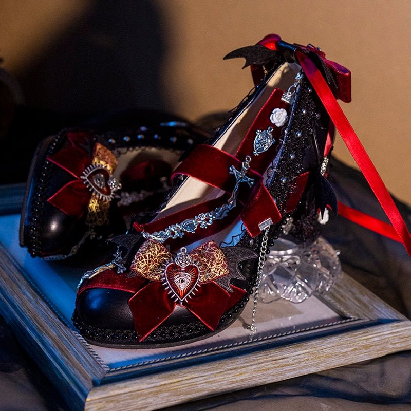 Bat Sorceress Gothic Lolita Heels LE5117 - LolitaEraPurple 8CM35Bat Sorceress Gothic Lolita Heels LE5117