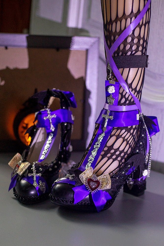 Bat Sorceress Gothic Lolita Heels LE5117 - LolitaEraPurple 8CM35Bat Sorceress Gothic Lolita Heels LE5117