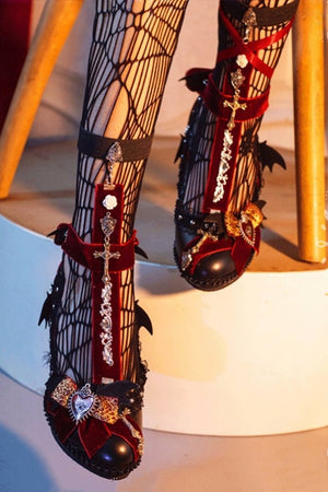 Bat Sorceress Gothic Lolita Heels LE5117 - LolitaEraPurple 8CM35Bat Sorceress Gothic Lolita Heels LE5117